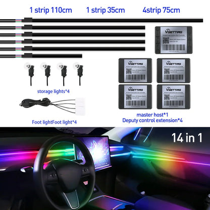 Full Color Streamer Car Ambient Lights RGB 64 Color Universal LED