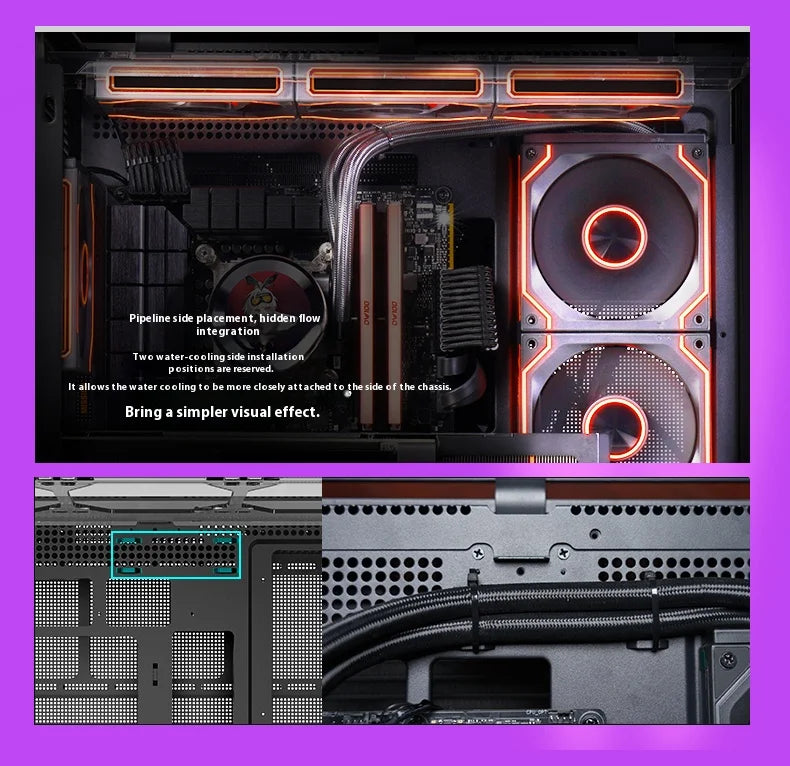 X-GAMERX Phantom Wings LCD Edition Black Seaview Room Case 360 Water-cooling Host