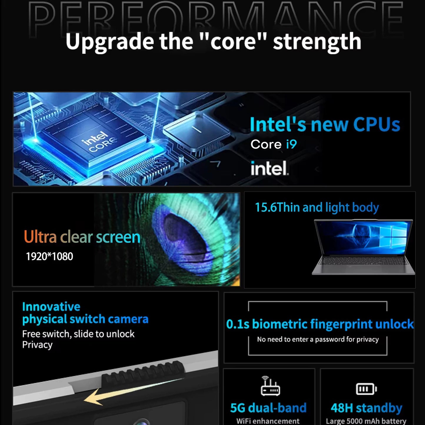 New 15.6" Intel Core i9 9900U Gaming Laptop