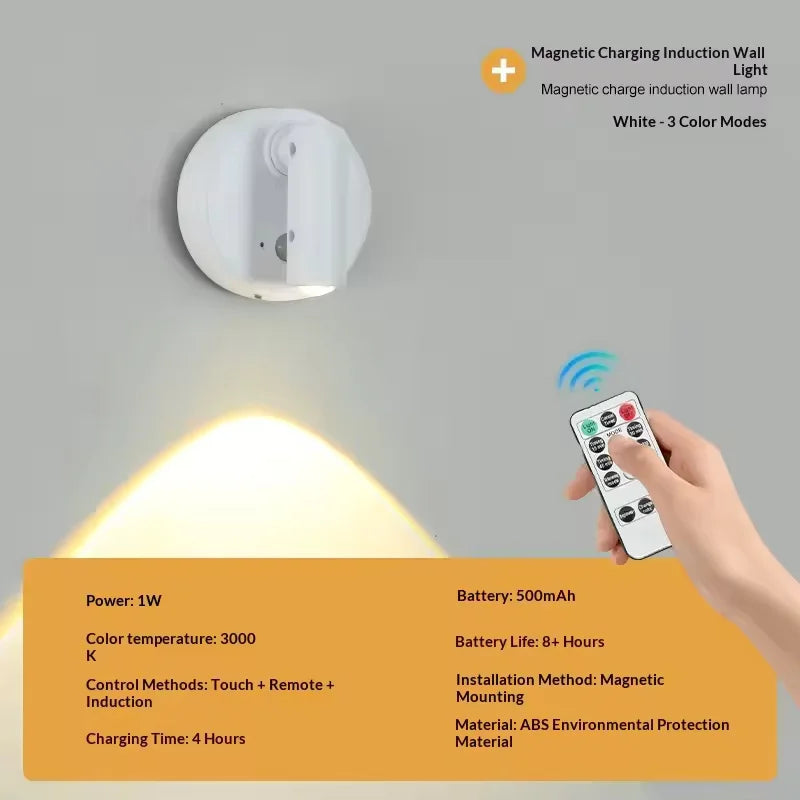 Magnetic Base USB Rechargeable LED Cordless Wall Light