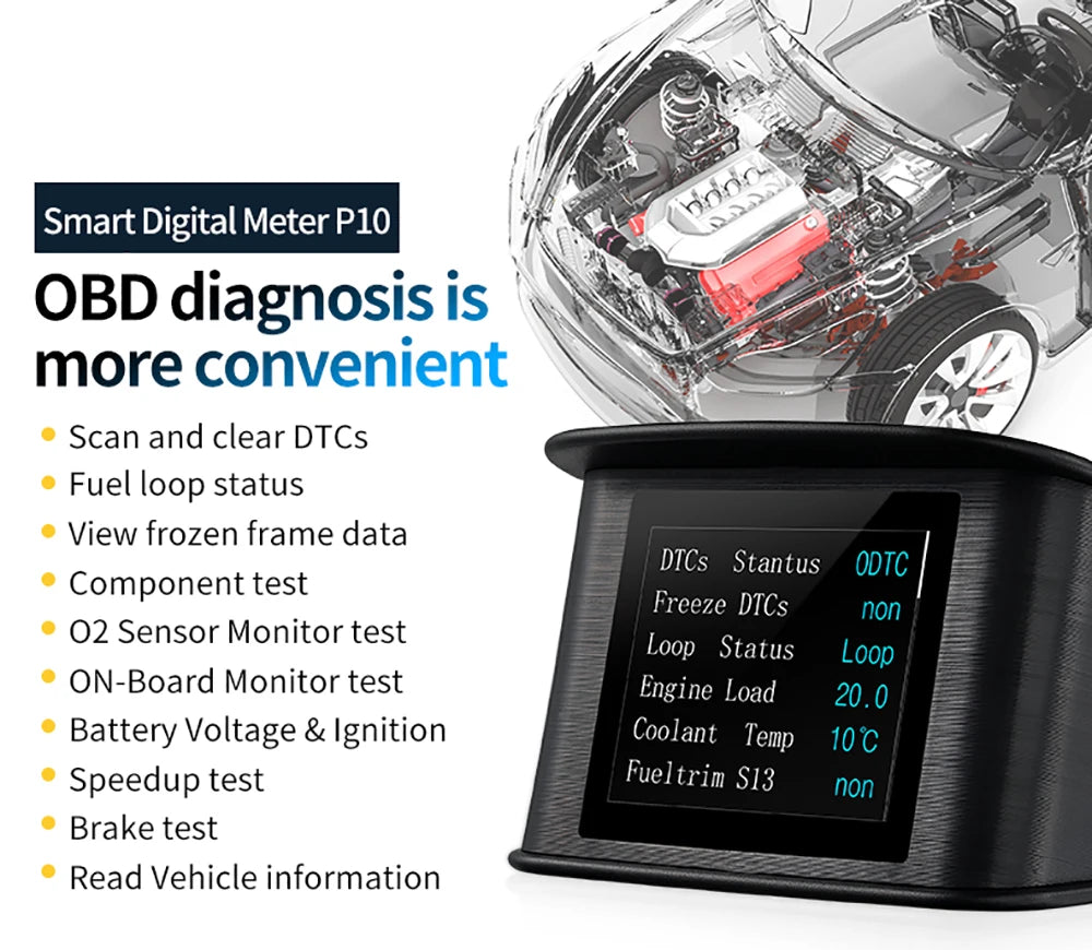 Smart Digital Meter P10 PRO OBD2 Head Up Display On Board Computer Digital Meter