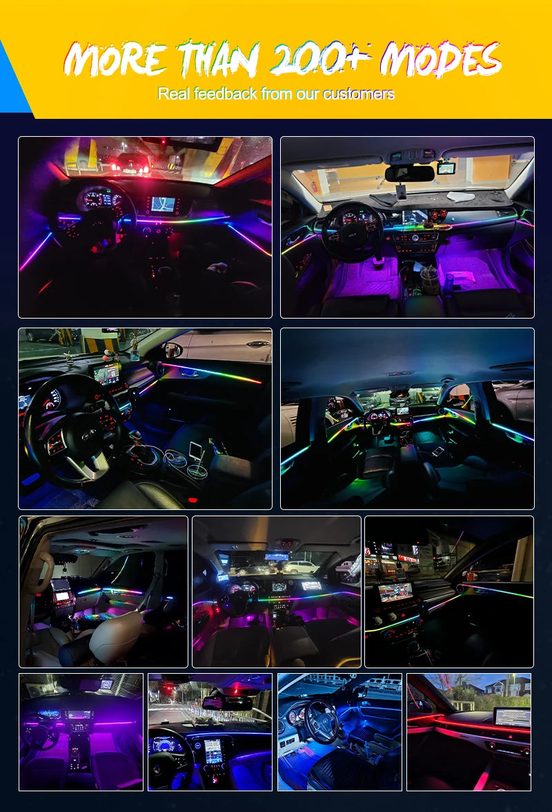 Full Color Streamer Car Ambient Lights RGB 64 Color Universal LED