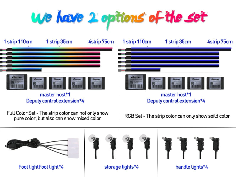 Full Color Streamer Car Ambient Lights RGB 64 Color Universal LED