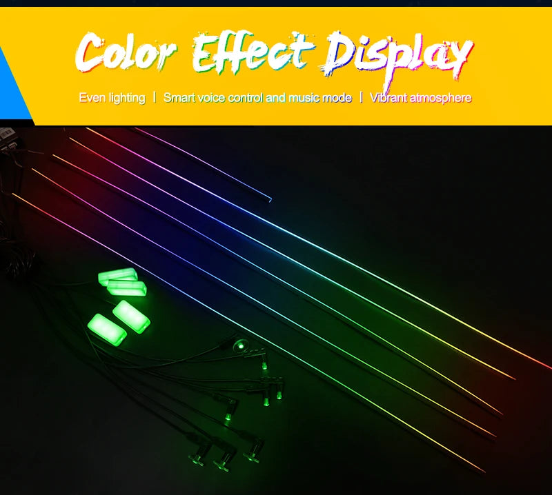 Full Color Streamer Car Ambient Lights RGB 64 Color Universal LED