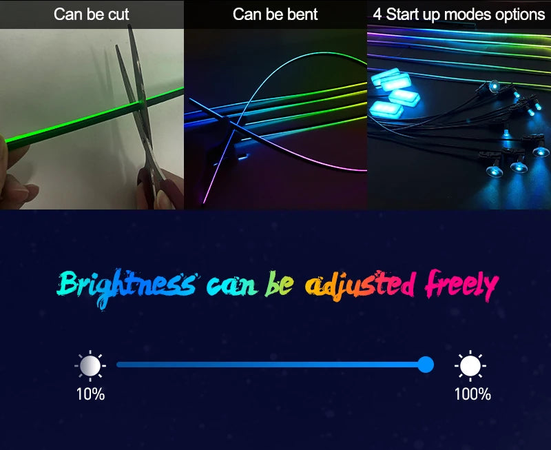 Full Color Streamer Car Ambient Lights RGB 64 Color Universal LED