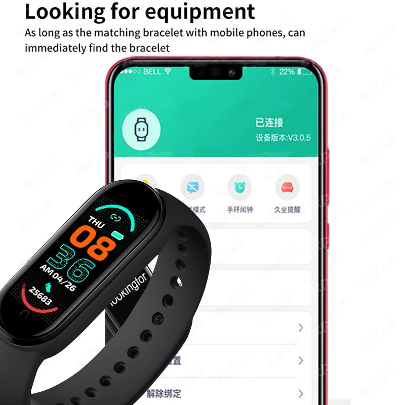Waterproof M6 Smart Watch Men Women Fitness Sports Pressure Monitor Watches