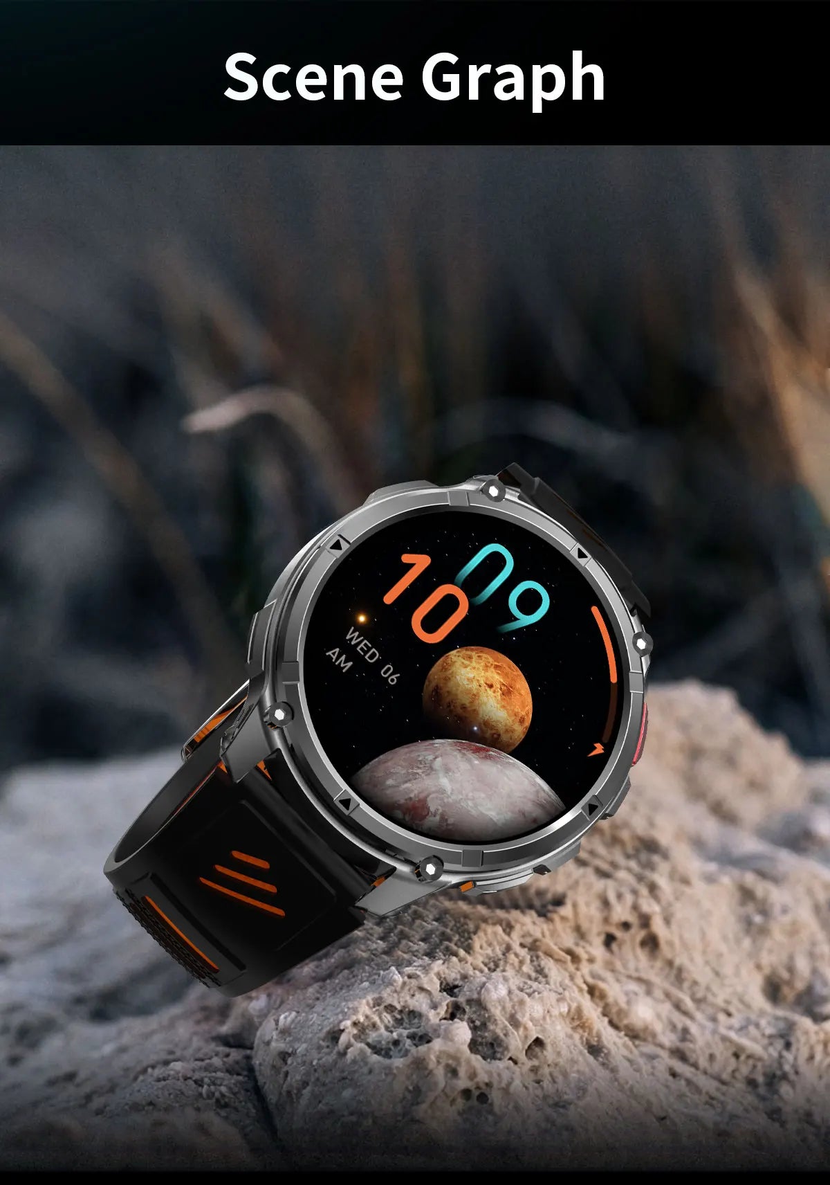 Waterproof GPS Compass Flashlight 1.7" AMOLED HD Call Sports Smart Watch