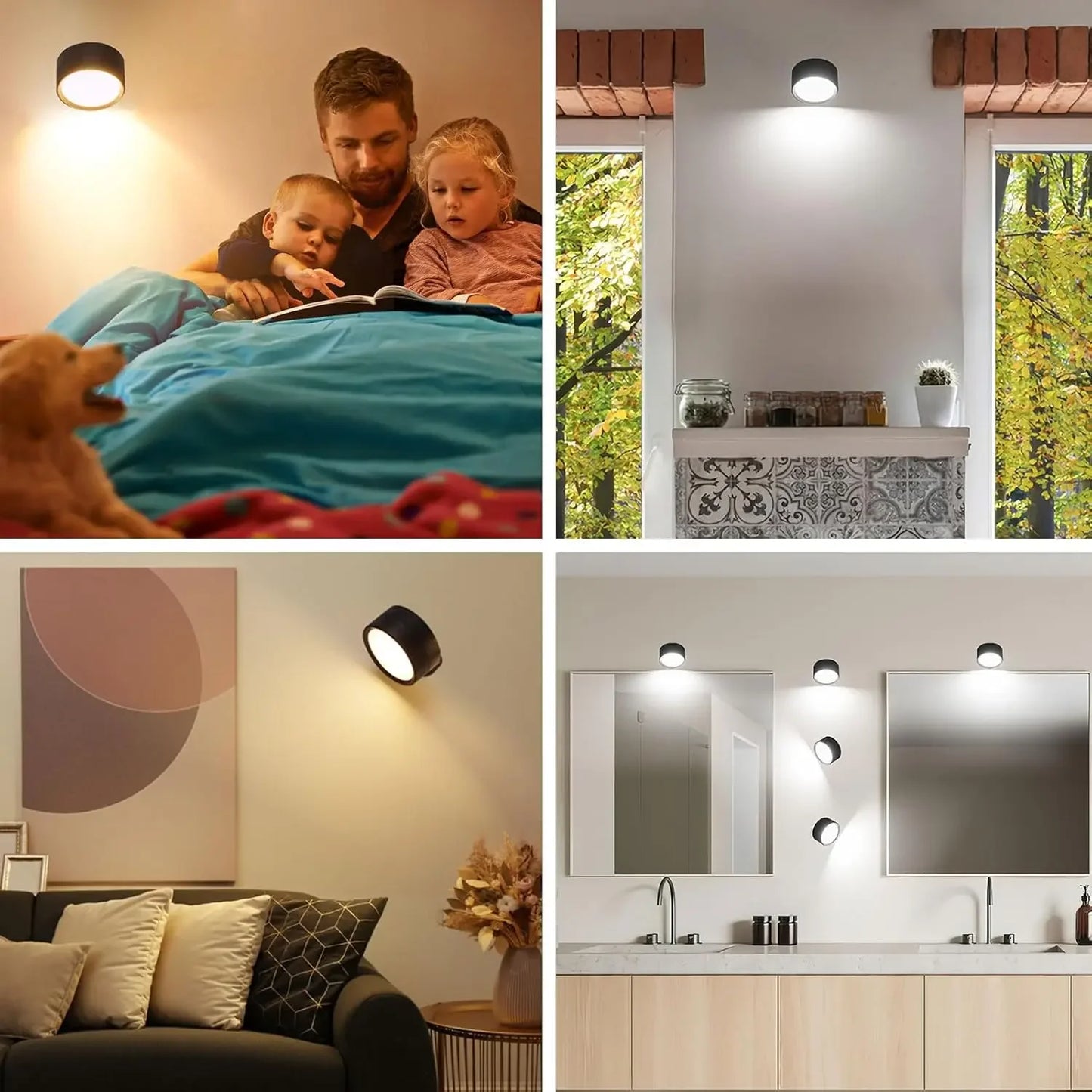 LED Wall Mounted Lights with Remote Wireless Magnetic Wall Sconces 3 Color