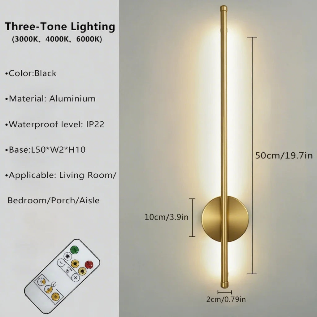 Magnetic Rechargeable 50 Wall Lamp Black Gold LED Lighting