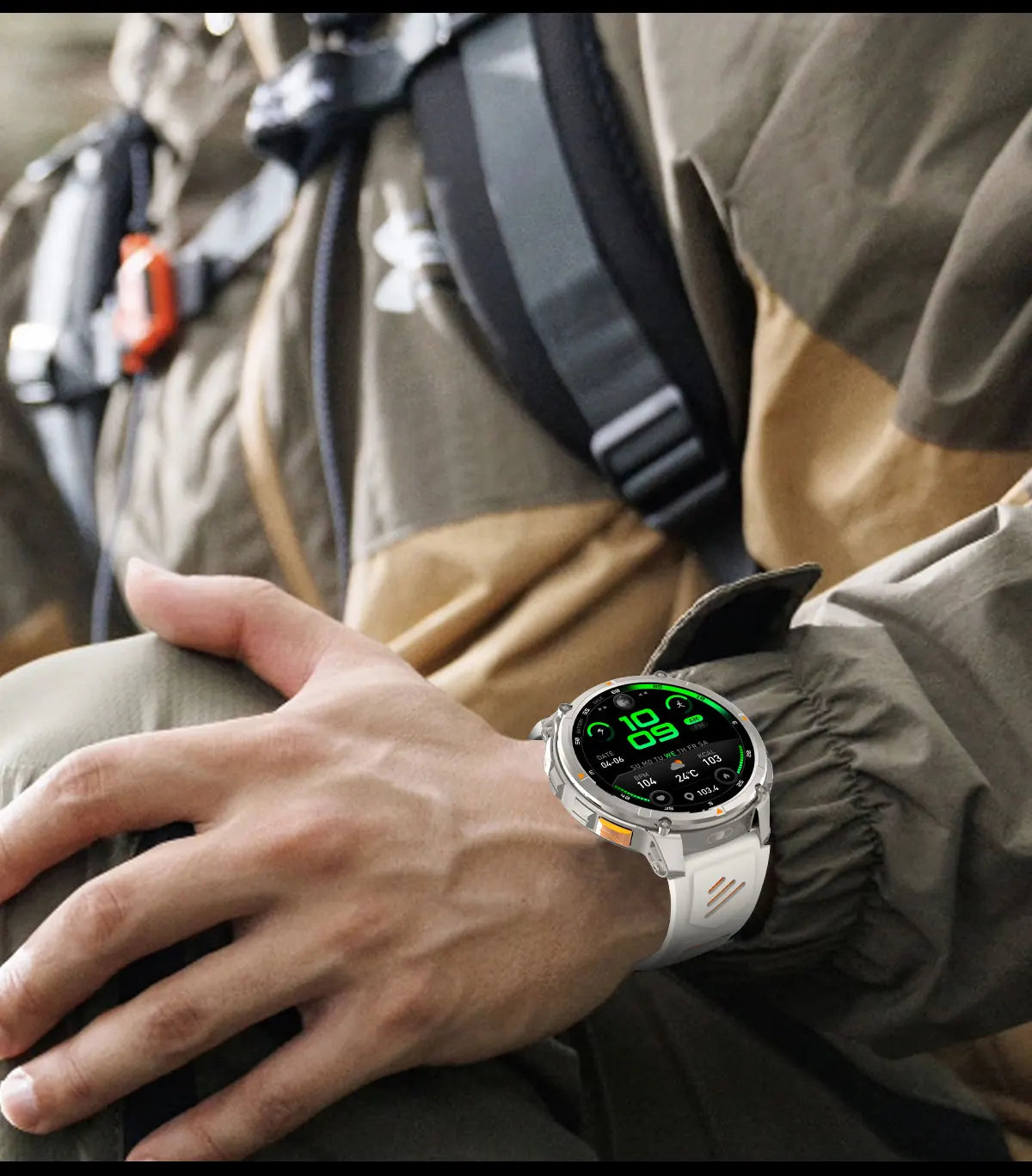 Waterproof GPS Compass Flashlight 1.7" AMOLED HD Call Sports Smart Watch