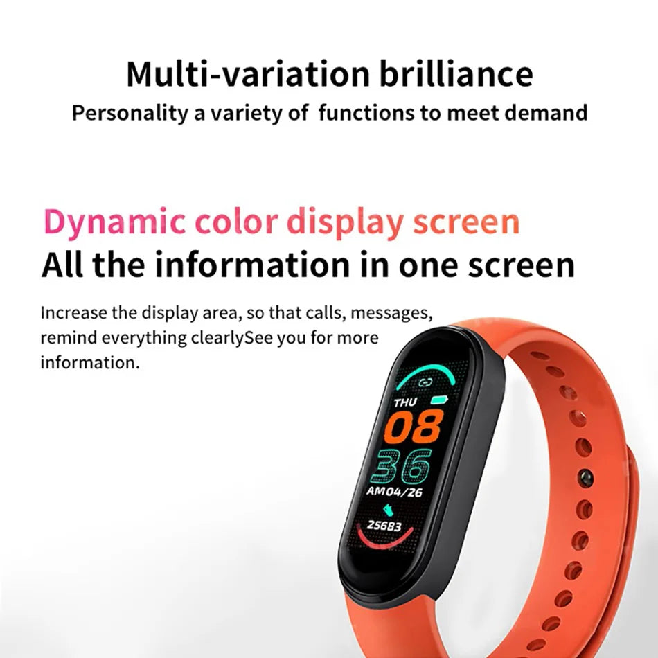 Waterproof M6 Smart Watch Men Women Fitness Sports Pressure Monitor Watches