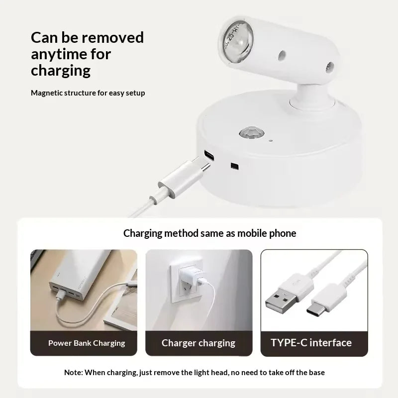 Magnetic Base USB Rechargeable LED Cordless Wall Light