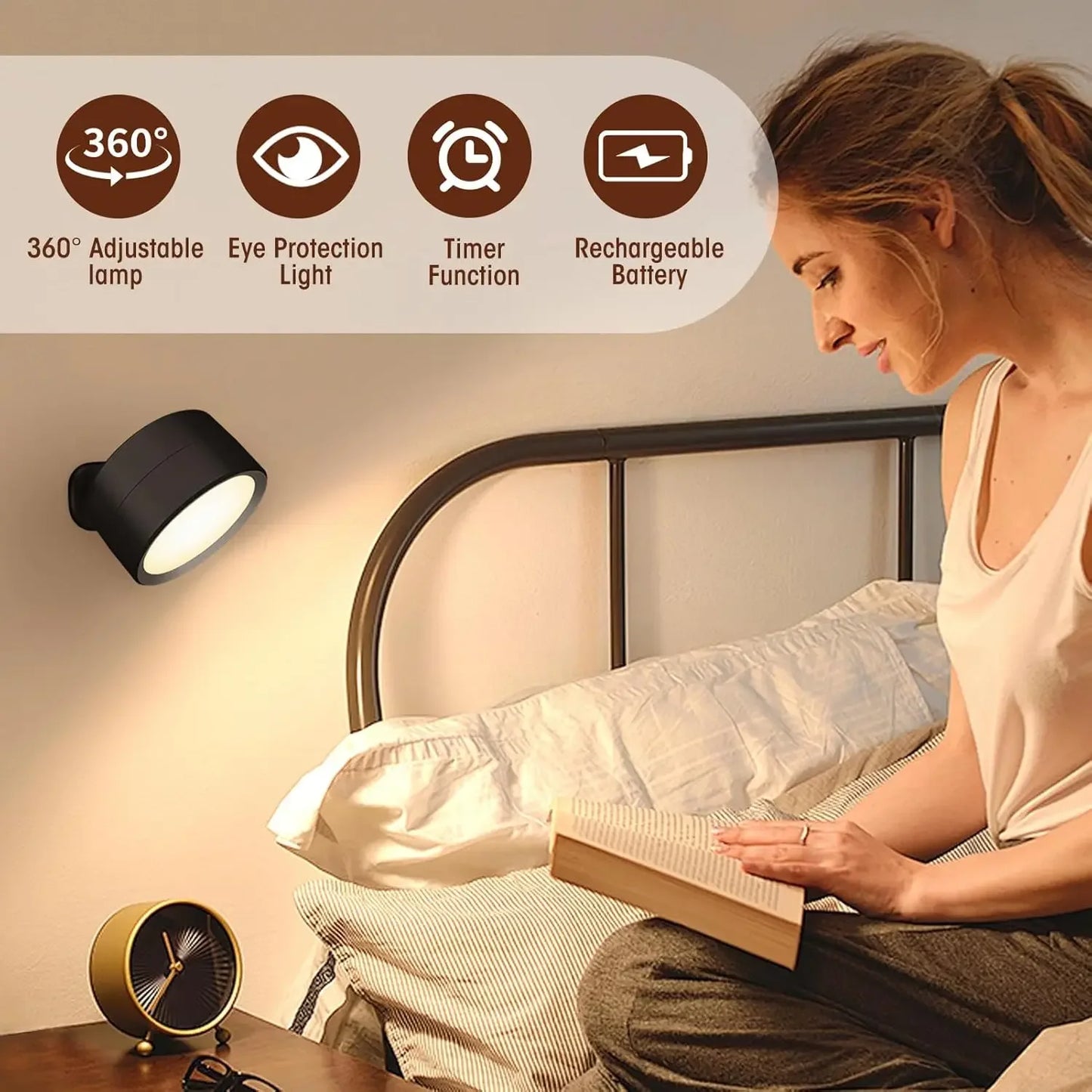 LED Wall Mounted Lights with Remote Wireless Magnetic Wall Sconces 3 Color