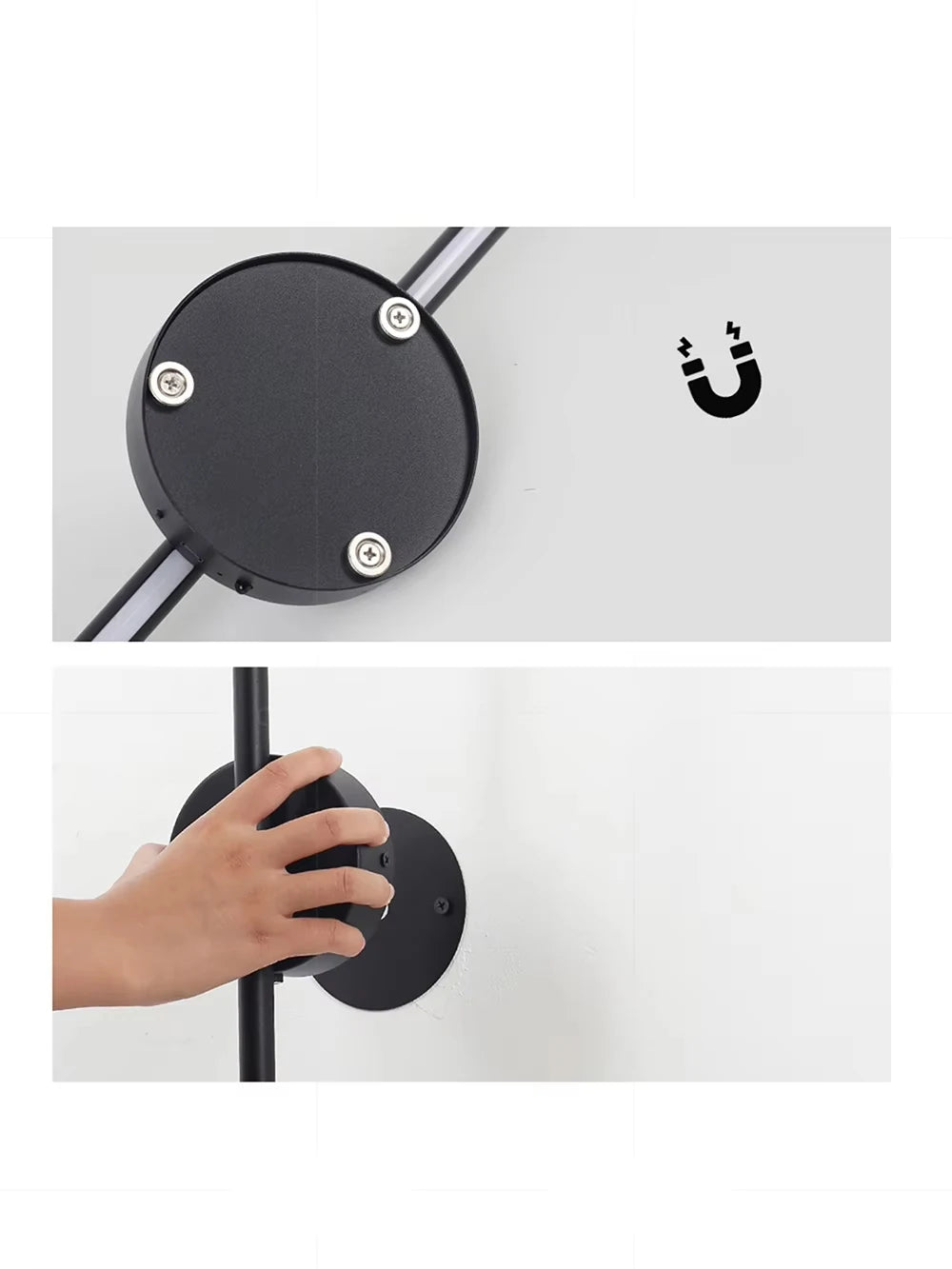 Magnetic Rechargeable 50 Wall Lamp Black Gold LED Lighting Wiring Free