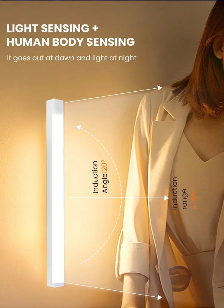 Motion Sensor Lamp Night Light Wireless LED USB Type C Rechargeable Lamp