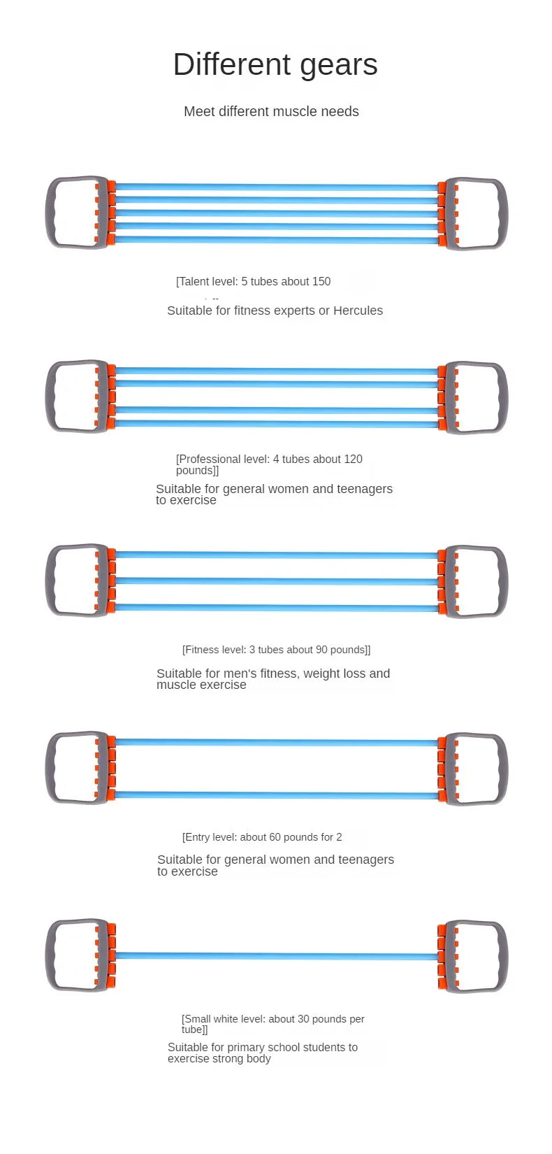 Full Body Workout Set - Chest Expander with 5 Removable Resistance Bands