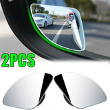 360° 2pcs Universal Fit Glass Car Wide-angle Blind Spot Rearview Mirror